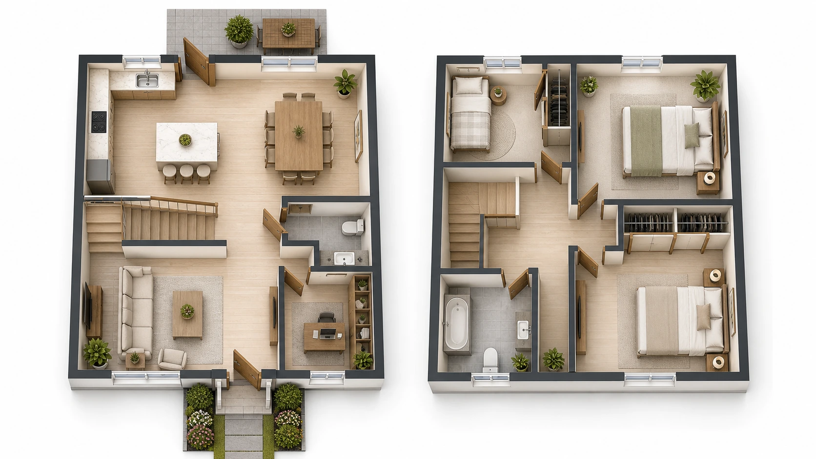 1 Sender + 2 Empfaenger reference floor plan for Zwei Etagen, Wohnung plus Homeoffice