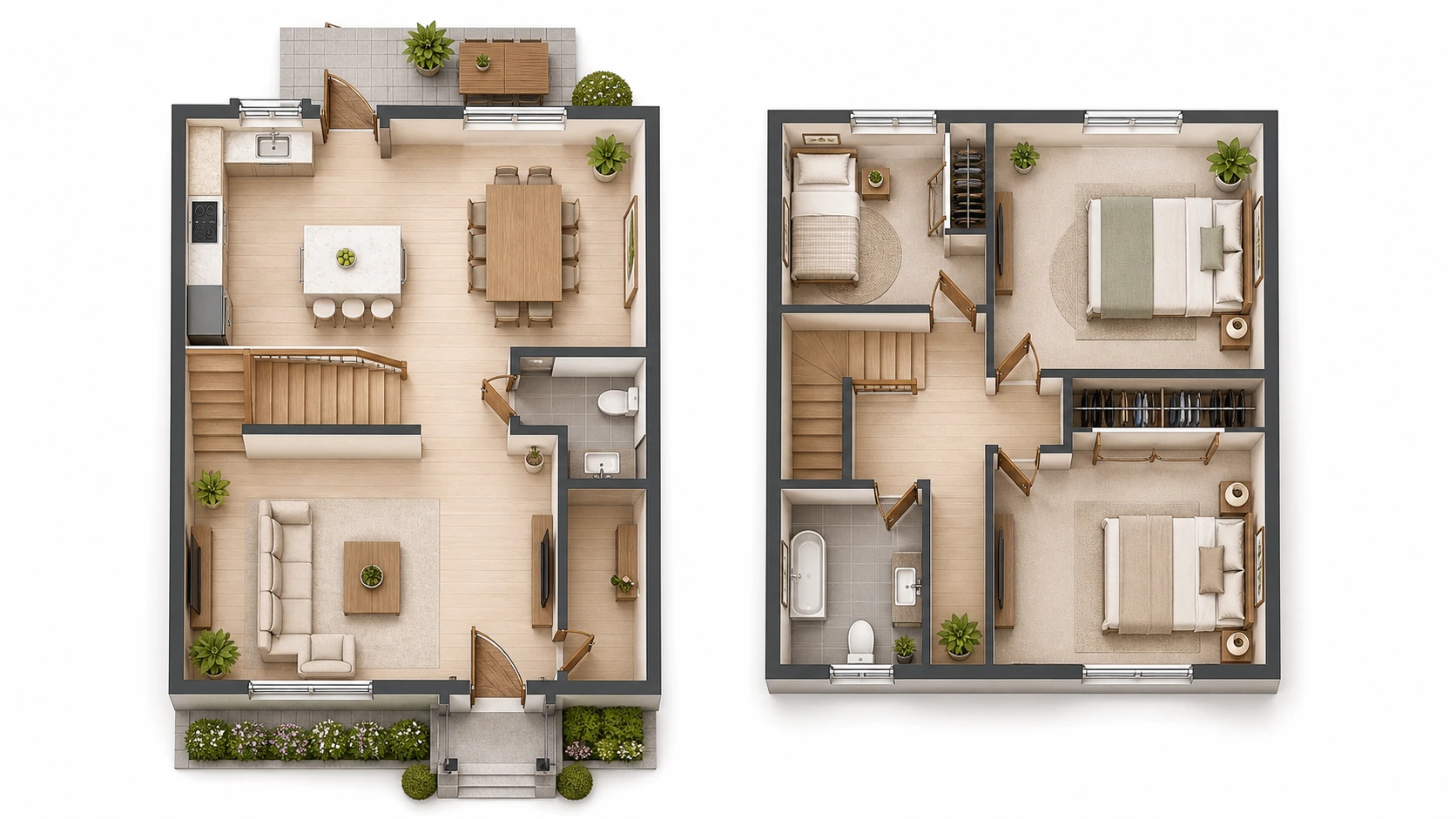 2 Sender + 2 Empfaenger reference floor plan for Haus mit Seitentor, Buero mit zwei Eingaengen