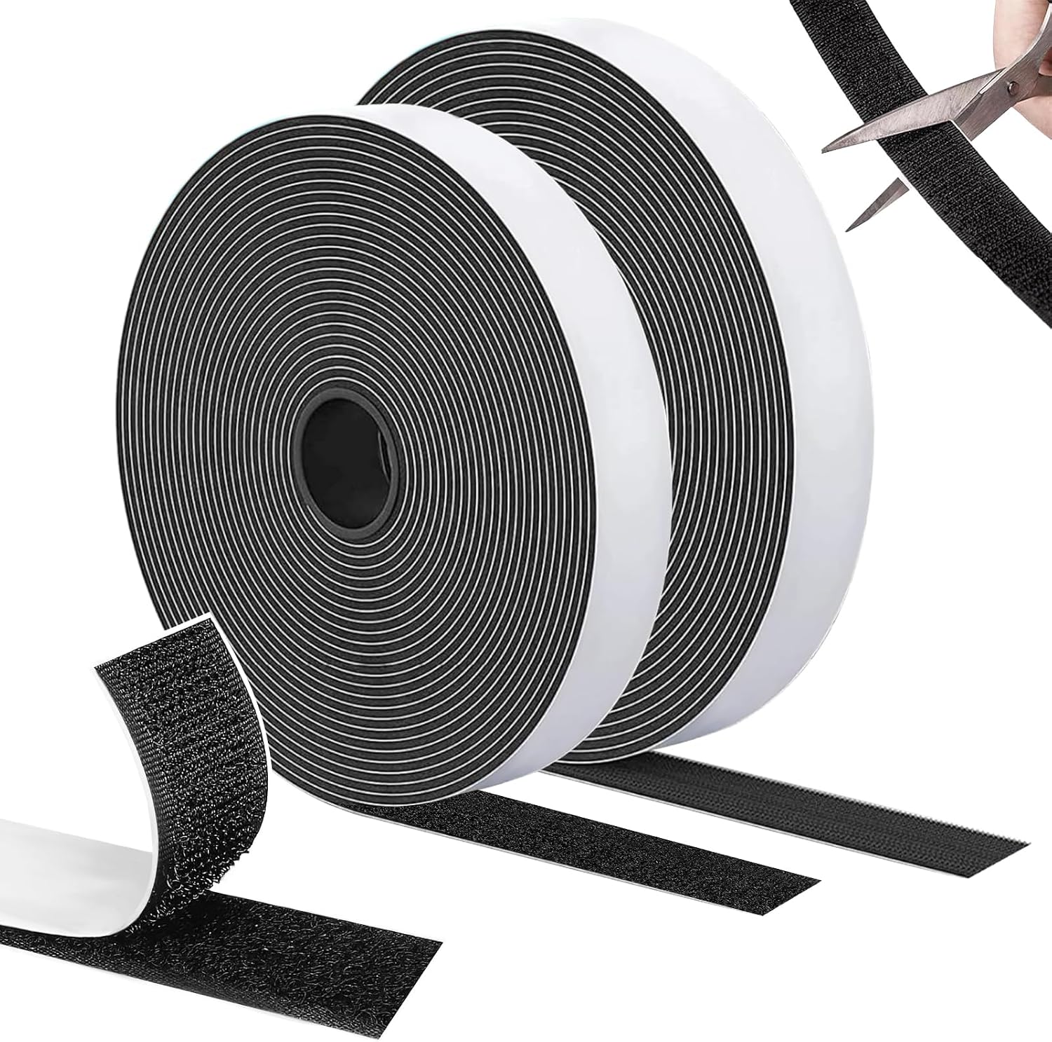 SURFOU Hook and Loop Tape 10m x 20mm, Self Adhesive Double Sided, Carpet