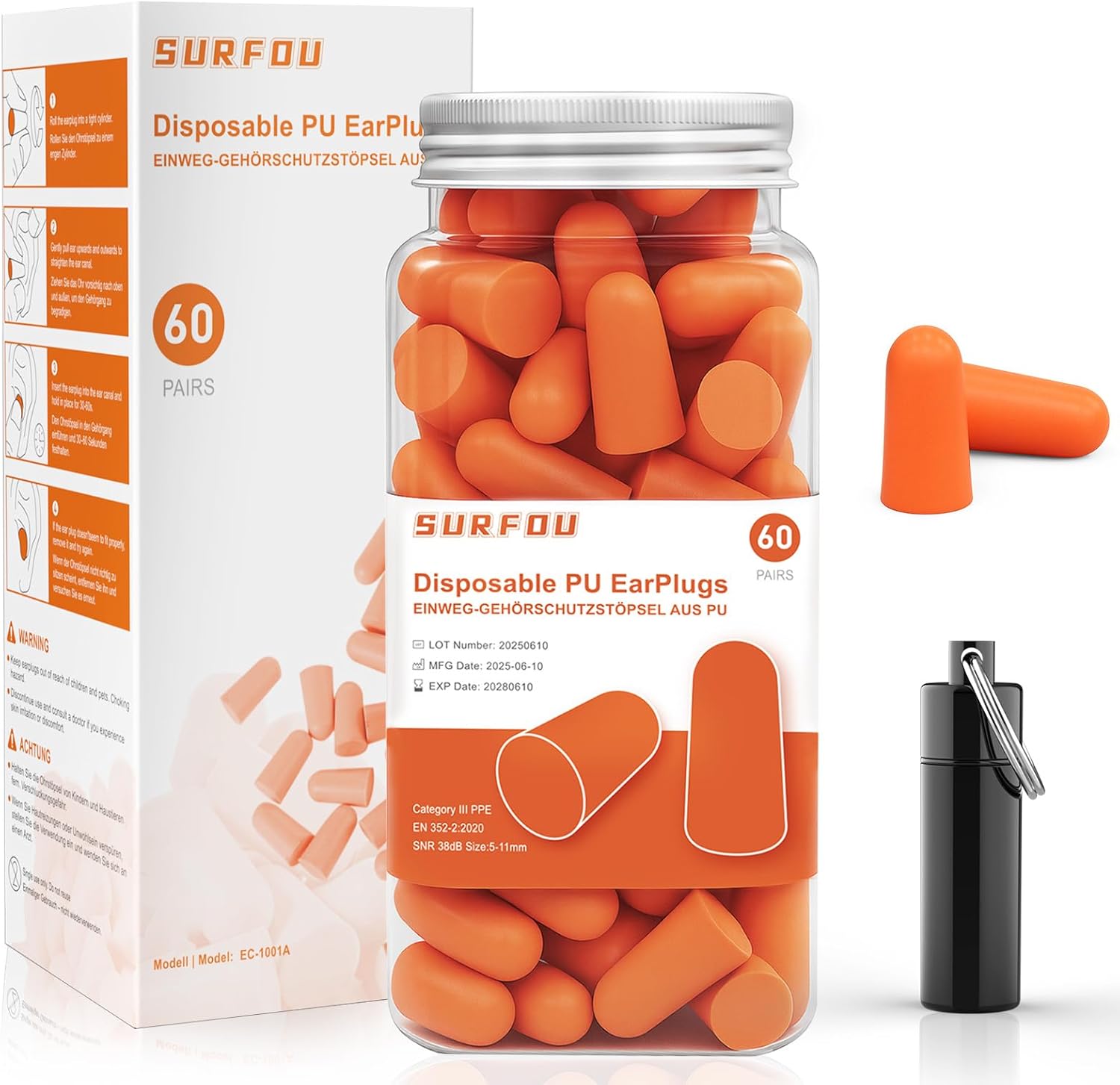 SURFOU Ohrstoepsel Zum Schlafen - 60 Paare, 38dB B0F5WHNRQK