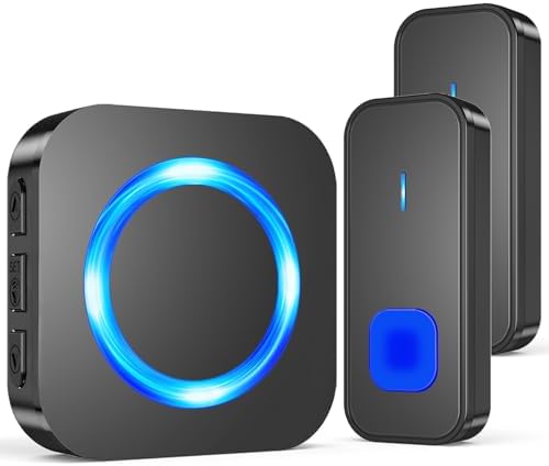 SURFOU Wireless Doorbell - 2 Buttons + 1 Receiver - Black - B09FF1ZQWB