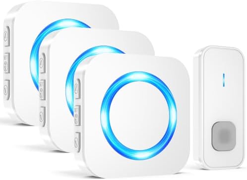 SURFOU Wireless Doorbell - 1 Button + 3 Receivers - White - B09JK8B93F