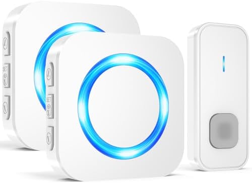 SURFOU Wireless Doorbell - 1 Button + 2 Receivers - White - B09JKDBLVH