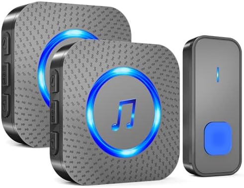 SURFOU Wireless Doorbell - 1 Button + 2 Receivers - Black - B0CWXNL3YS